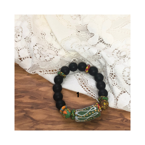 Matte black bracelet with multi color beads