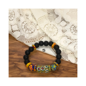 Matte black bracelet with multi color beads