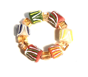 Recycled glass stretch bracelet
